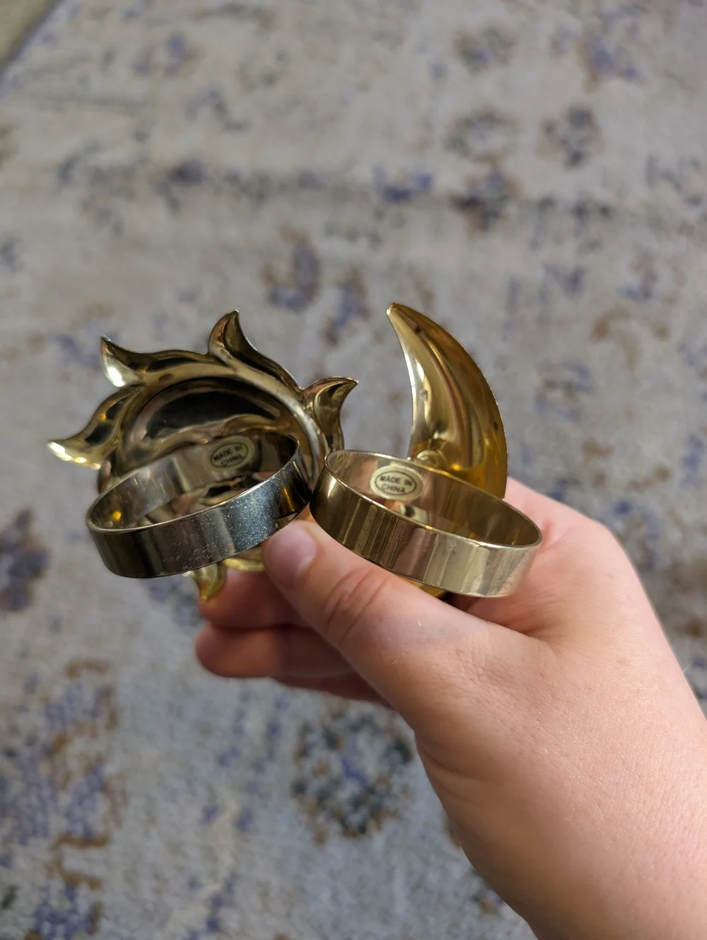 Vintage Celestial Napkin‎ Rings In Brass/Gold Set Of 4 Sun Moon Y2K 90s